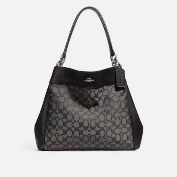 Coach Black Signature Canvas and Leather Small Lexy Shoulder Bag - Picture 1 of 8